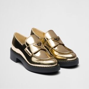Prada Metallic Gold Loafers for Women